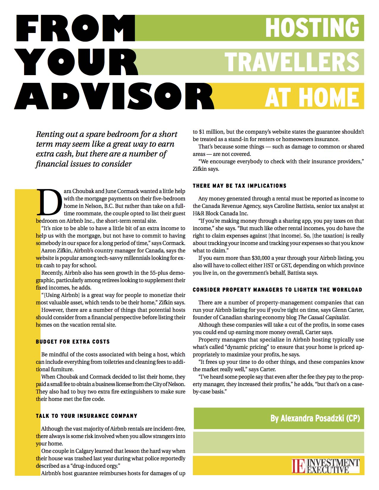 Hosting travellers at home