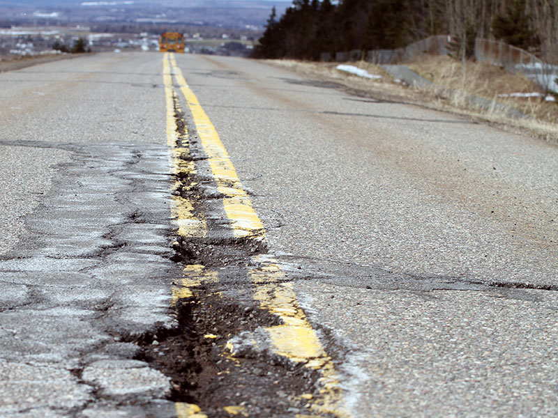 Potholes on a highway