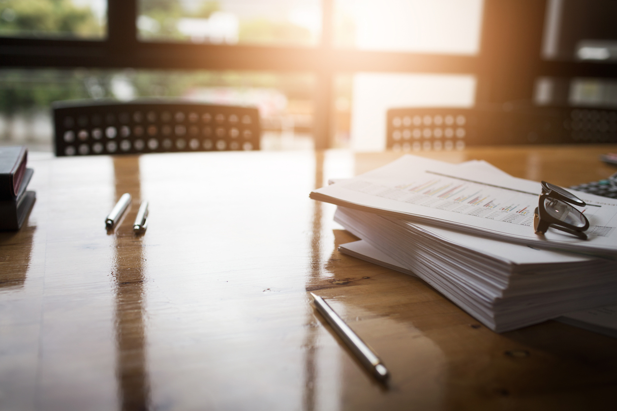 papers on a desk