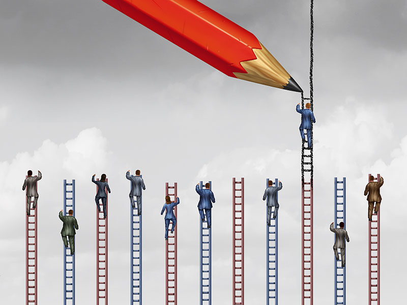 people climbing up ladders