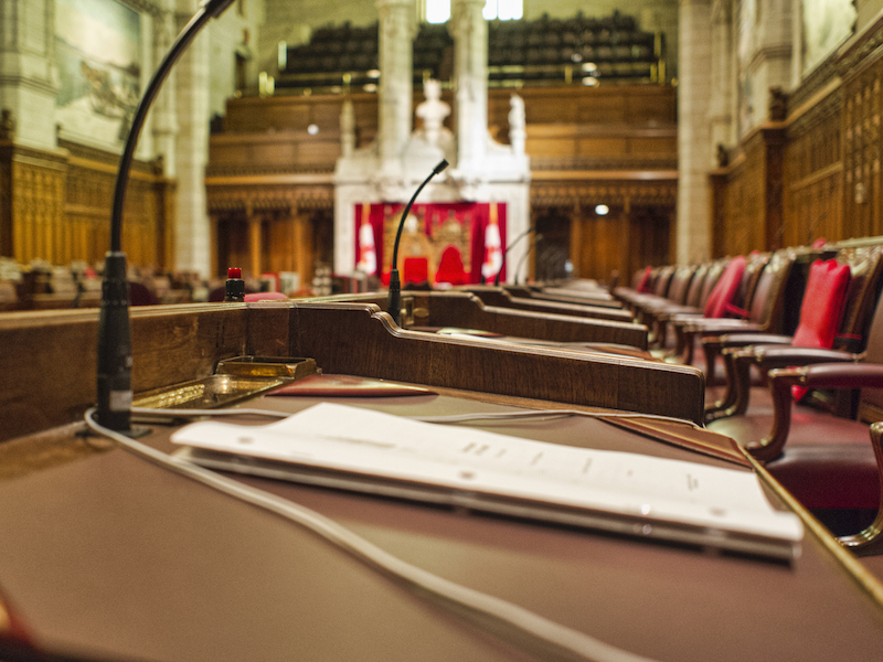 Close Up of Senator's Desk in the Canadian Senate