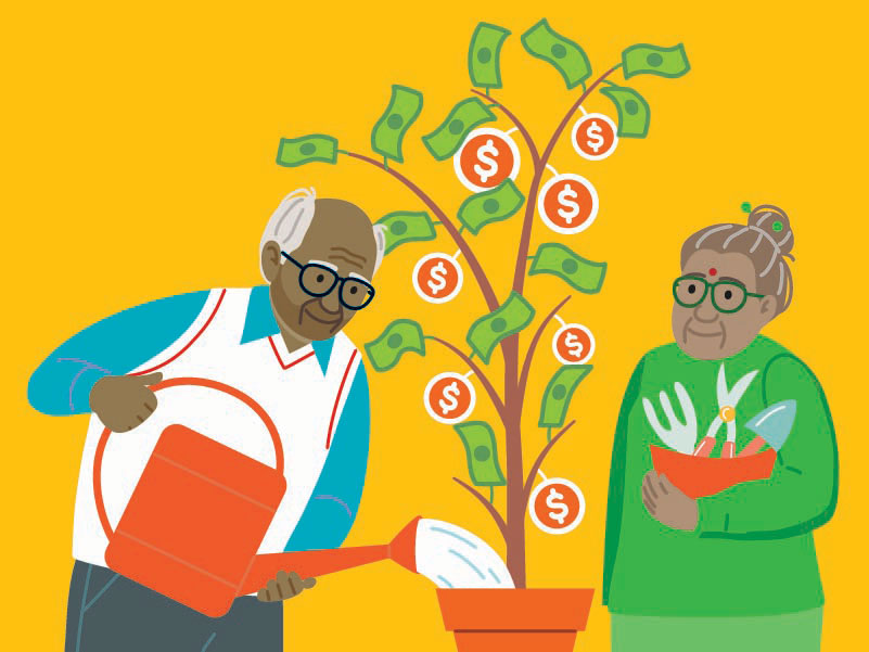 senior couple money tree