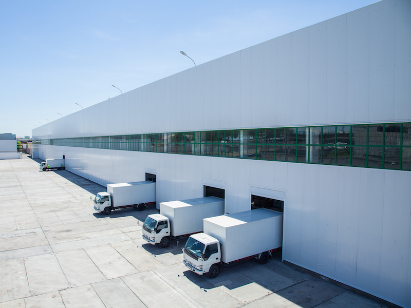Warehouse trucks being loaded