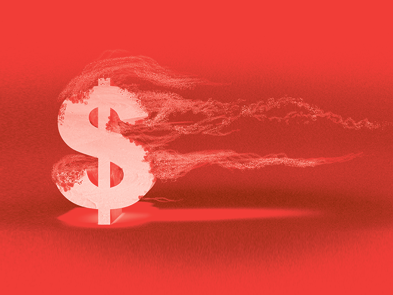 Dollar sign blowing away