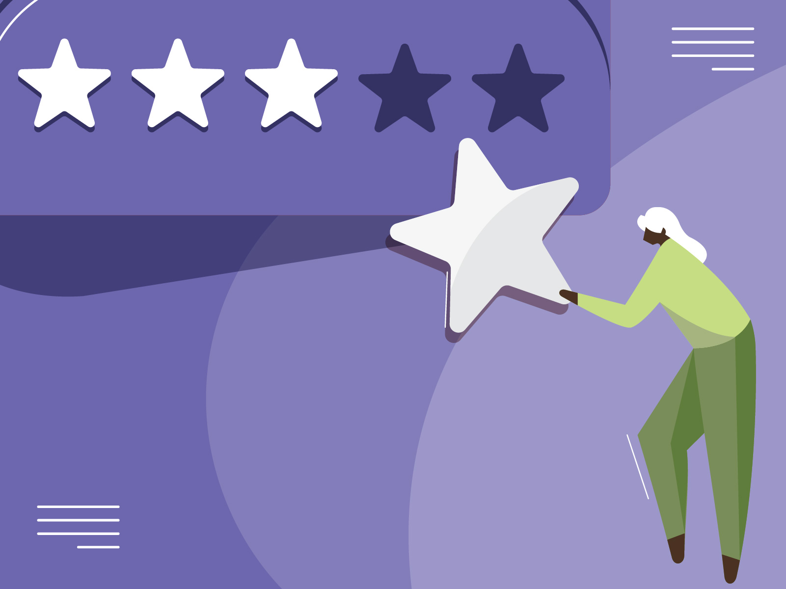 A woman adding a star to existing ratings