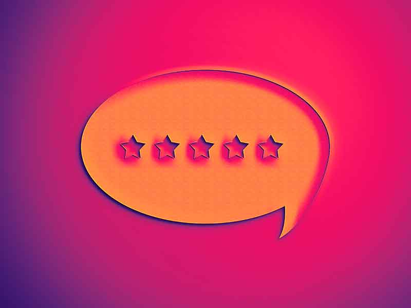 Dialogue bubble with five stars, customer satisfaction concept