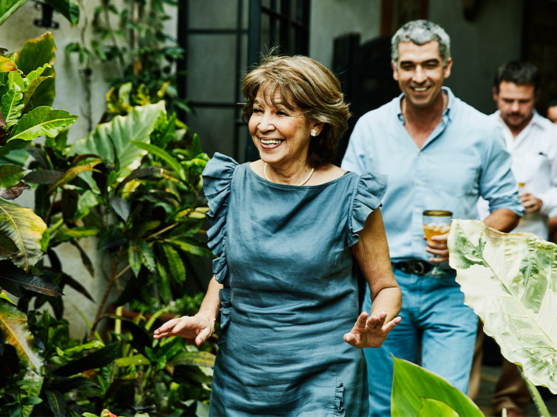 Smiling couple in the garden