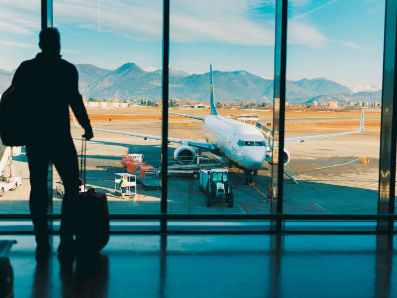 passengers waiting for flight stock photo