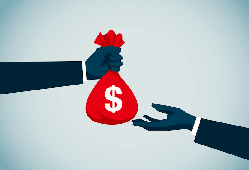 Bag of money changes hands