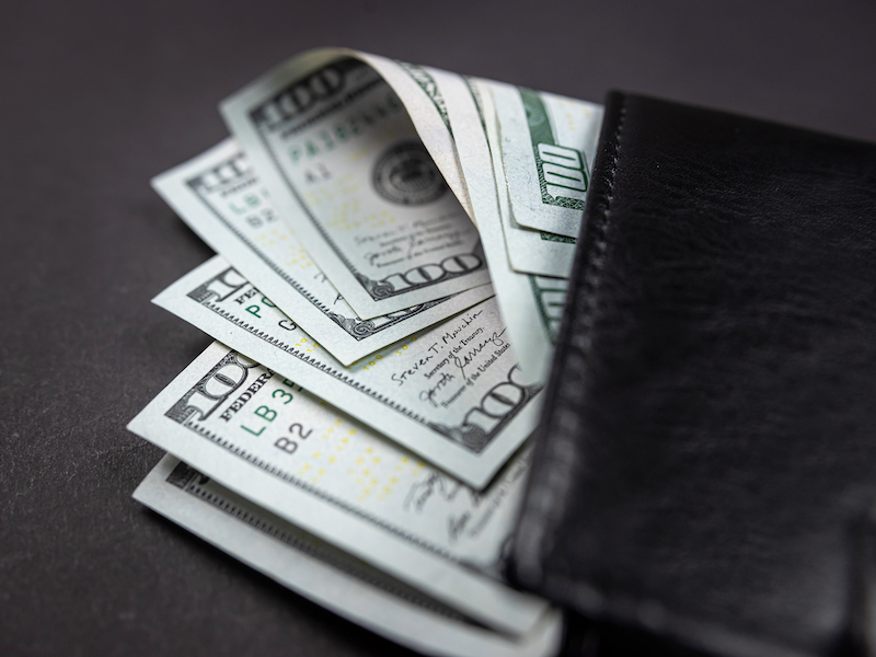 wallet and cash