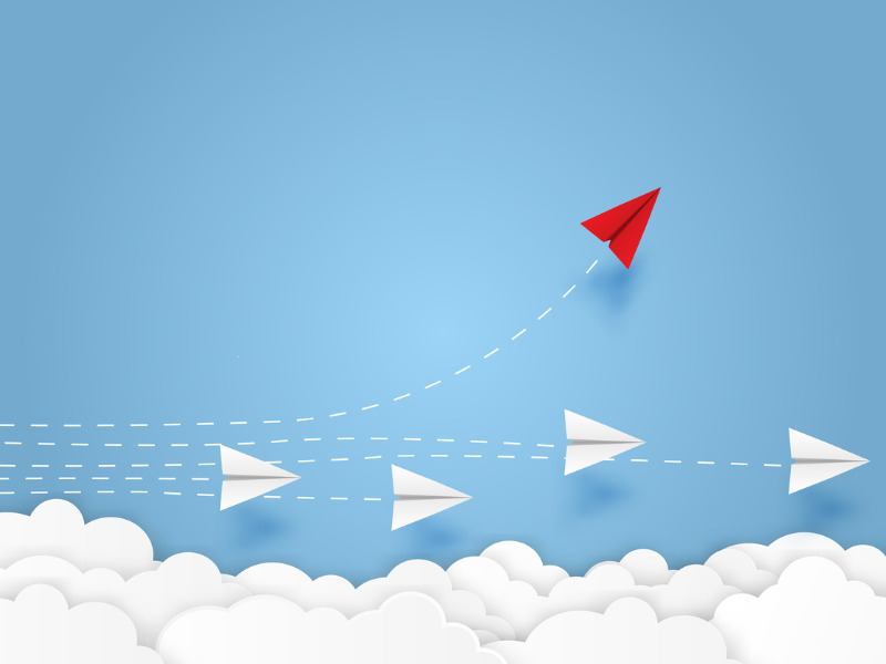 Paper plane creative idea symbol art style illustration.