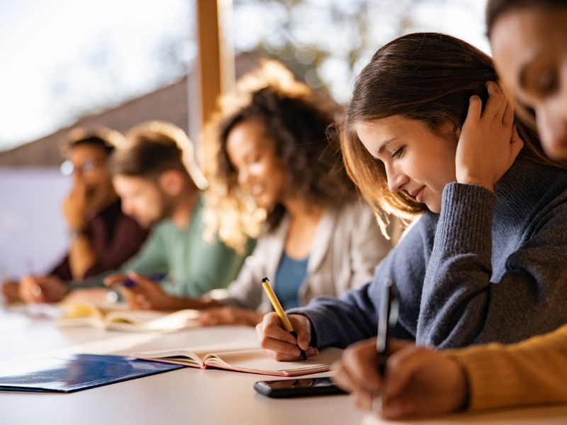 Woman studying at university
