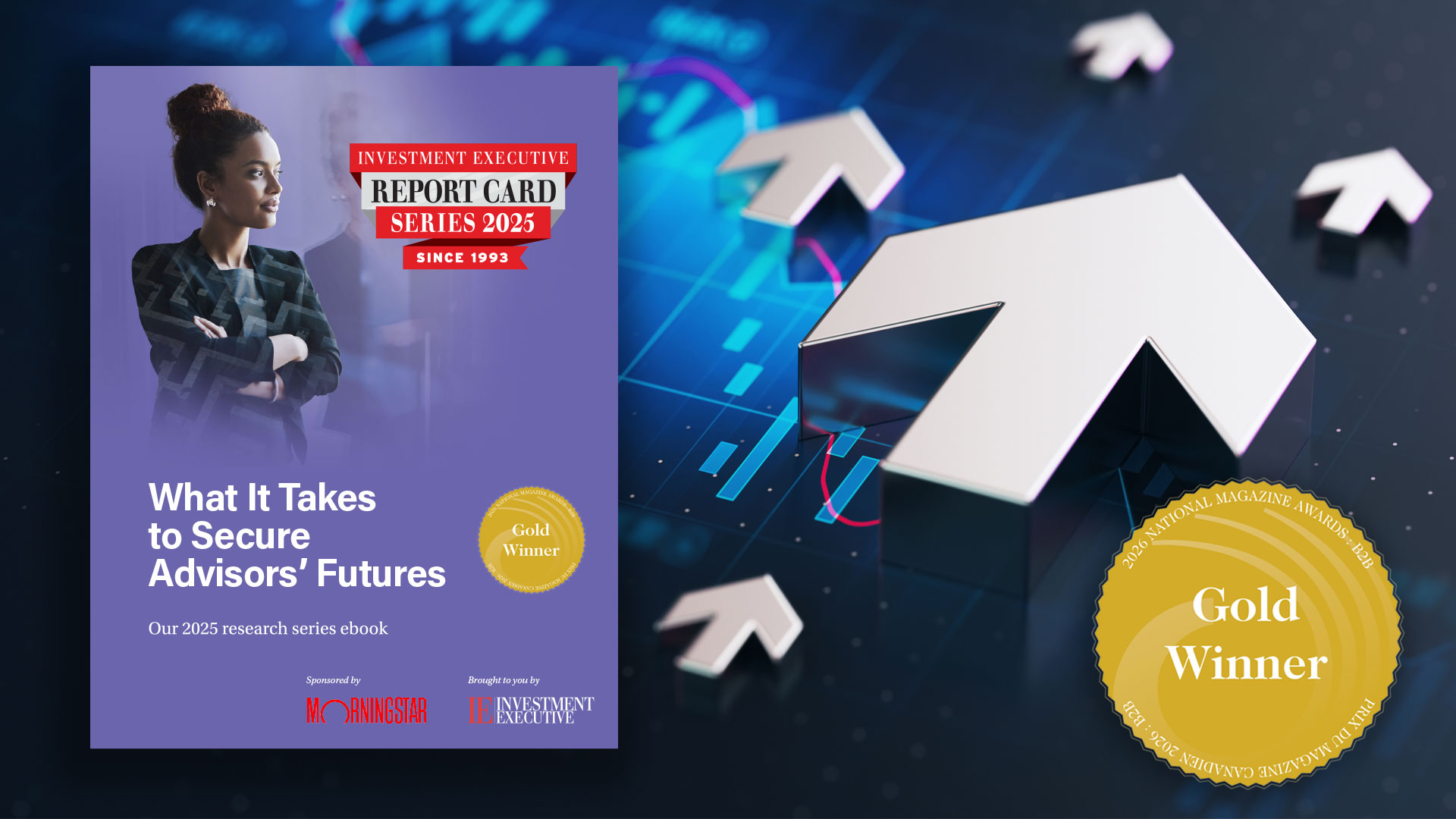 Image of arrows around cover of IE Report Card research ebook