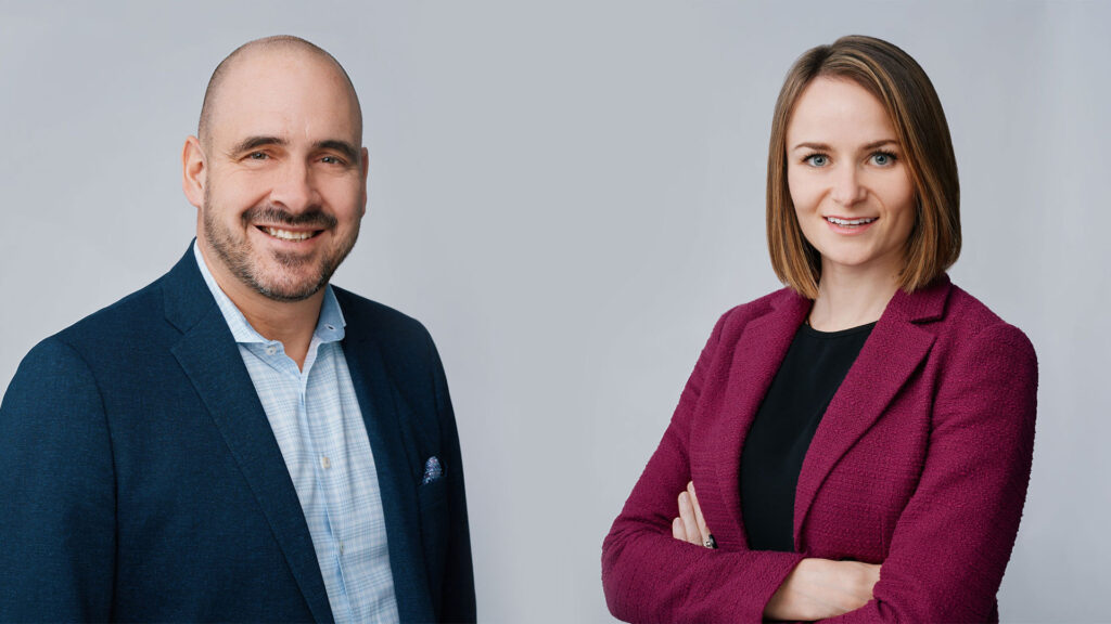 Headshot photos of Designed Securities executives, Michael and Gillian